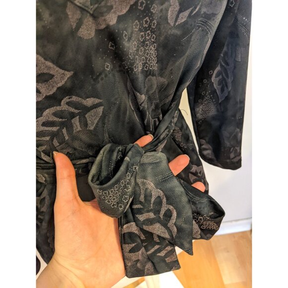 Vintage Y2K Fairweather V-Neck Babydoll Top Floral Whimsygoth Vamp Fairycore L - Picture 7 of 10